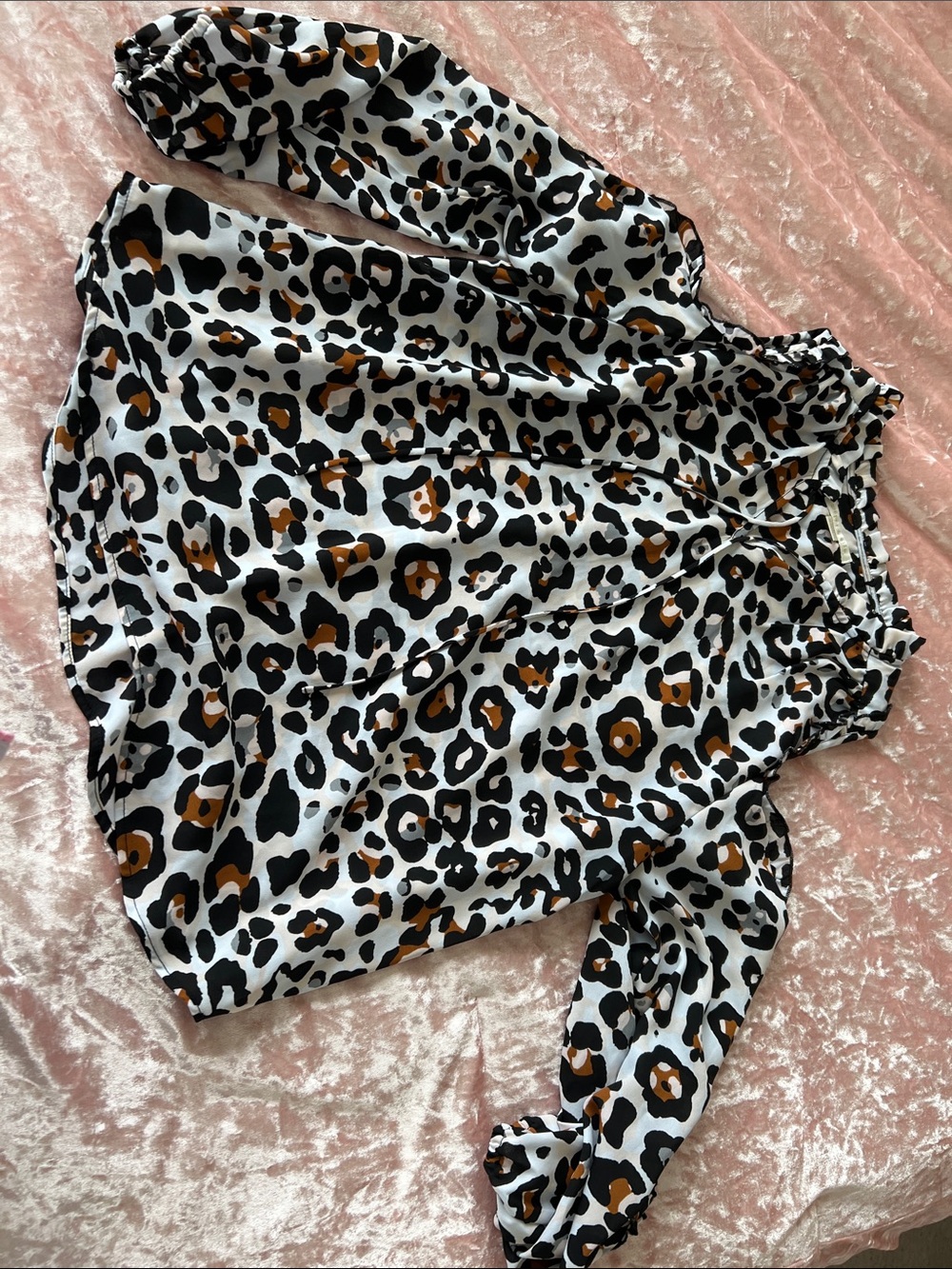 cooper & ella Black, White & Brown Leopard Print Blouse